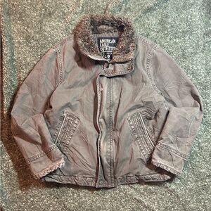 American Eagle Canvas faux Fur Lined full zip jacket Size Large